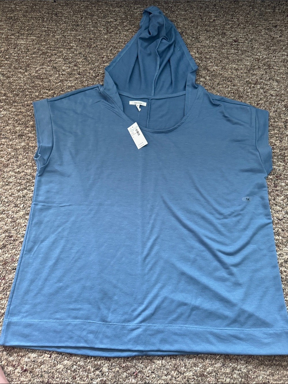 Maurices Short-Sleeve Hooded Top in Dusty Blue